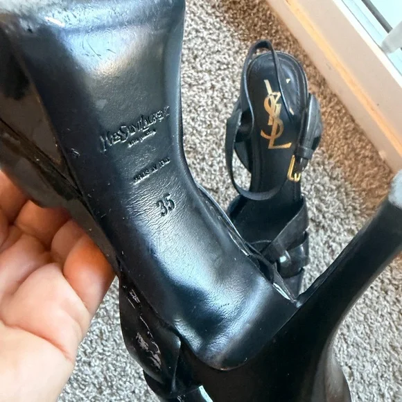 Yves Saint Laurent Glossy Black Platform Heels - Picture 10 of 13